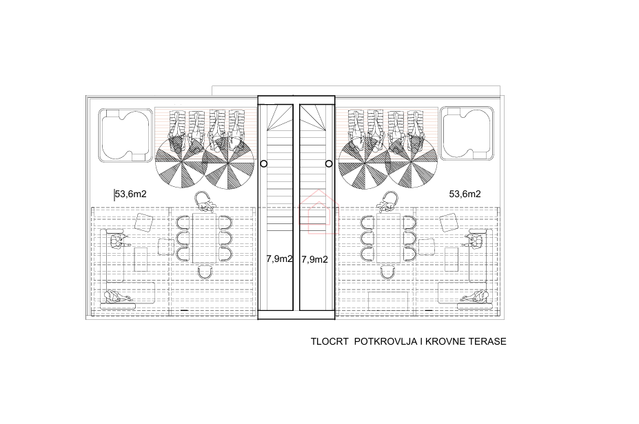 Dvoetažno stanovanje na dveh nadstropjih s strešno teraso in vrtom v Murteru (v gradnji)