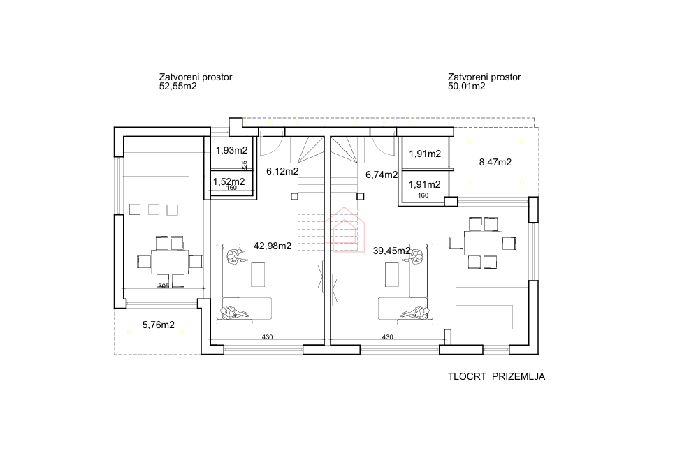 Dvoetažno stanovanje na dveh nadstropjih s strešno teraso in vrtom v Murteru (v gradnji)