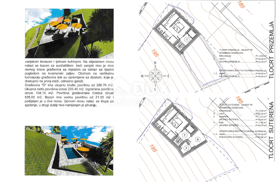 OPATIJA, LOVRAN, LIGANJ - zemljišče 1250m2 s pogledom na morje za stanovanjsko gradnjo - stanovanja / apartmaji / družinska hiša / vila / za najem hiš z bazenom / počitniška hiša z bazenom