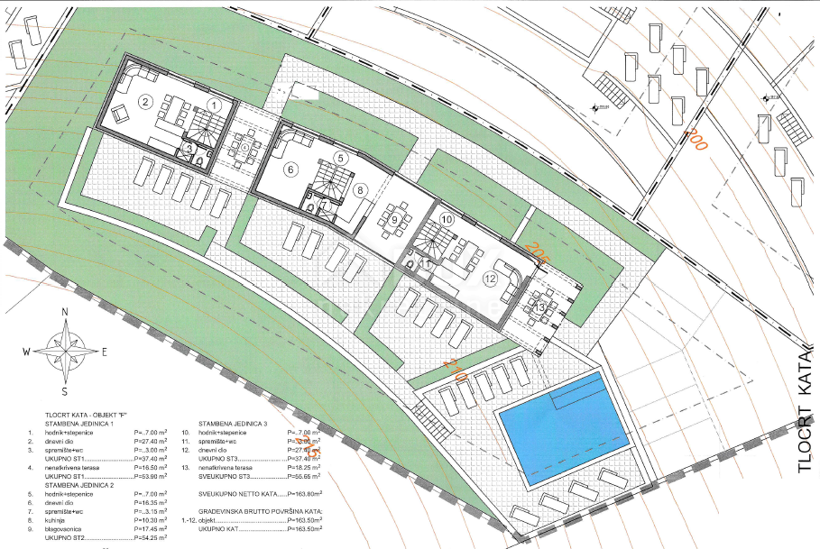 OPATIJA, LOVRAN, LIGANJ - zemljišče 1250m2 s pogledom na morje za stanovanjsko gradnjo - stanovanja / apartmaji / družinska hiša / vila / za najem hiš z bazenom / počitniška hiša z bazenom