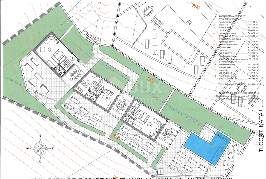 OPATIJA, LOVRAN, LIGANJ - zemljišče 1250m2 s pogledom na morje za stanovanjsko gradnjo - stanovanja / apartmaji / družinska hiša / vila / za najem hiš z bazenom / počitniška hiša z bazenom