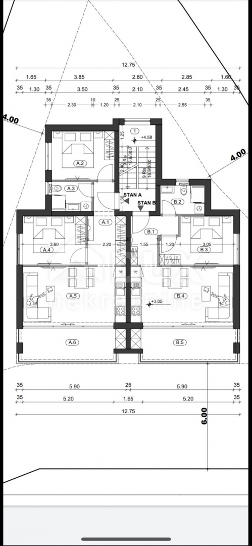 OPATIJA, OPRIĆ - zemljišče s pogledom na morje in projektom za 3 apartmaje