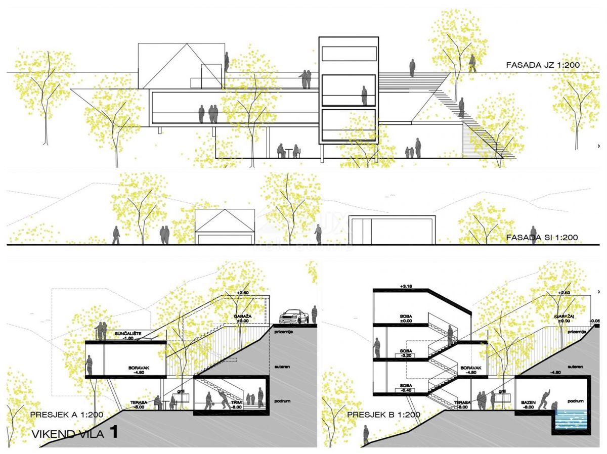 GORSKI KOTAR, FUŽINE - edinstven projekt v osrčju Gorskega kotarja, gradbeno zemljišče 1197 m2 s projektom za vilo, priložnost za investicijo!