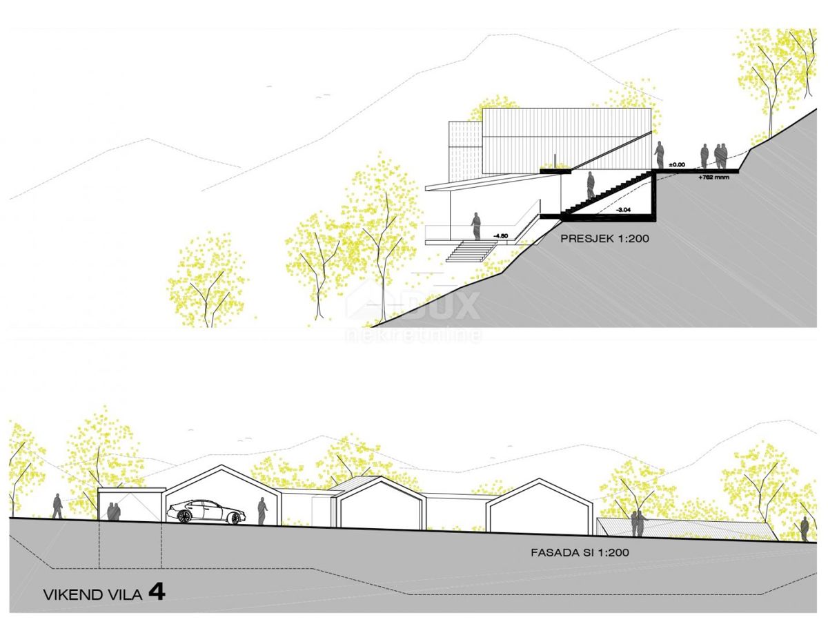 GORSKI KOTAR, FUŽINE - edinstven projekt v osrčju Gorskega kotarja, gradbeno zemljišče 1197 m2 s projektom za vilo, priložnost za investicijo!