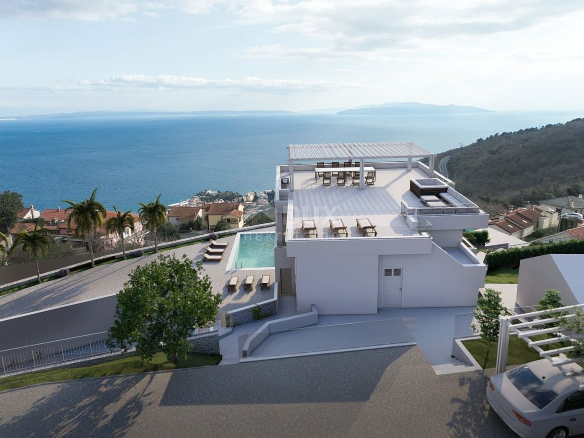 OPATIJA, BREGI - pritličje stanovanje 70m2 s panoramskim pogledom na morje in bazen + vrt 150m2