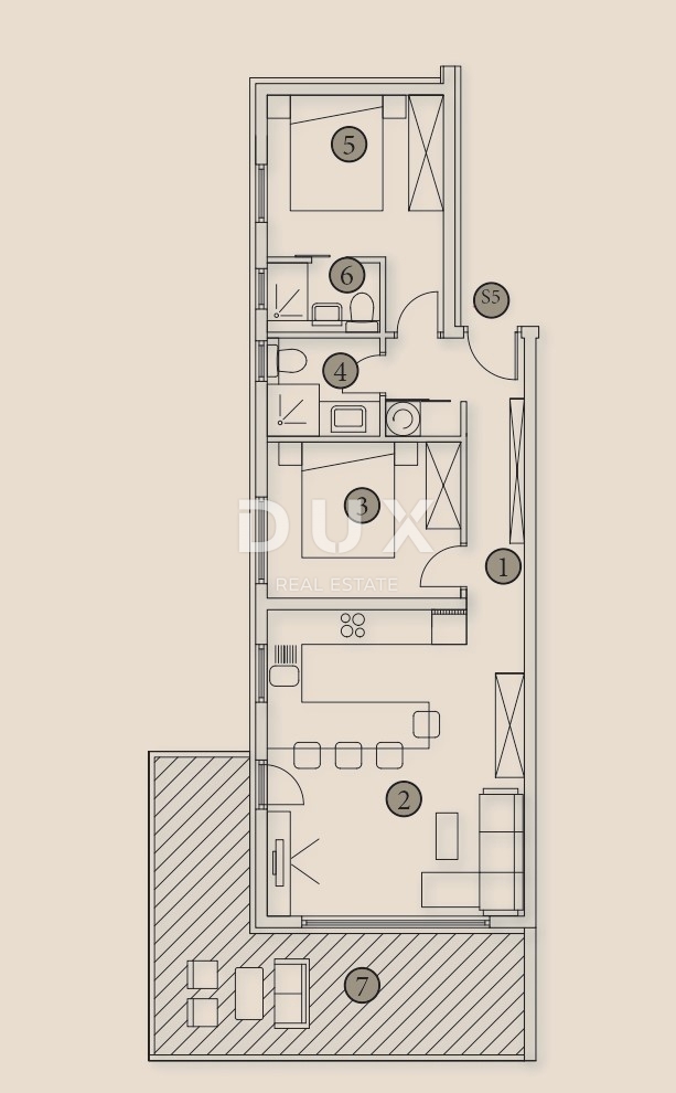 TROGIR, ČIOVO - penthouse v bližini plaže