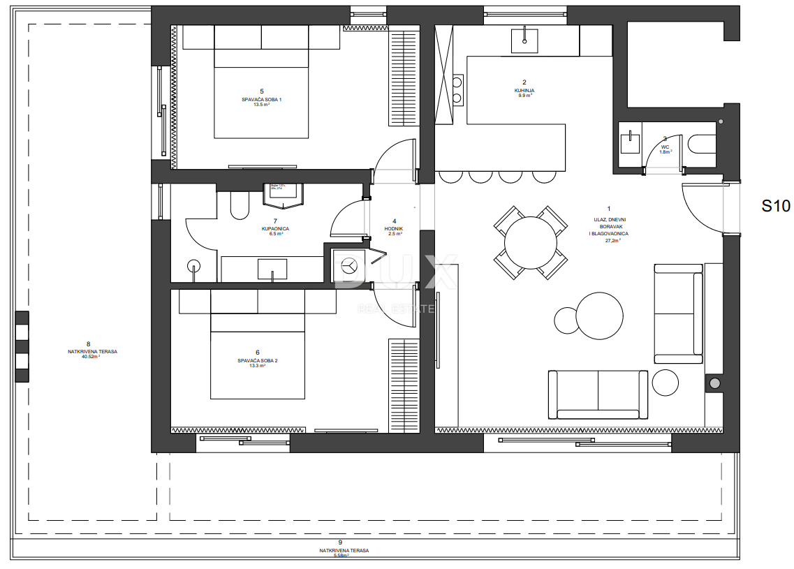 ZADAR, ZATON - Vrhunski penthouse z dvigalom 45 metrov od plaže! A10
