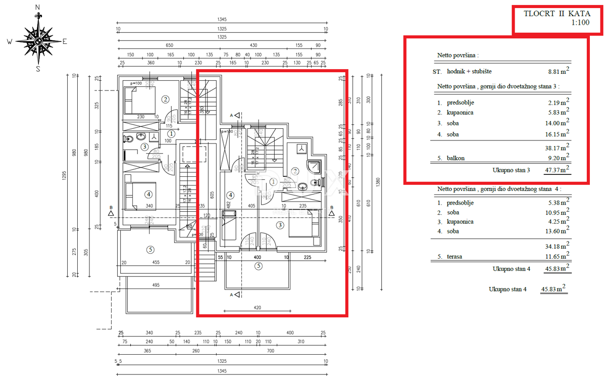 RIJEKA, PEHLIN, PODMURVICE - dvonadstropno stanovanje 101,24 m2 v novogradnji s pogledom na morje, dnevna soba + 2 spalnici. - STANOVANJE 3D