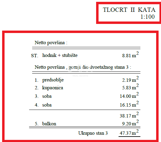 RIJEKA, PEHLIN, PODMURVICE - dvonadstropno stanovanje 101,24 m2 v novogradnji s pogledom na morje, dnevna soba + 2 spalnici. - STANOVANJE 3D