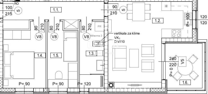VIŠKOVO, MARINIĆI - 2-sobno stanovanje + dnevna soba v kakovostni novogradnji
