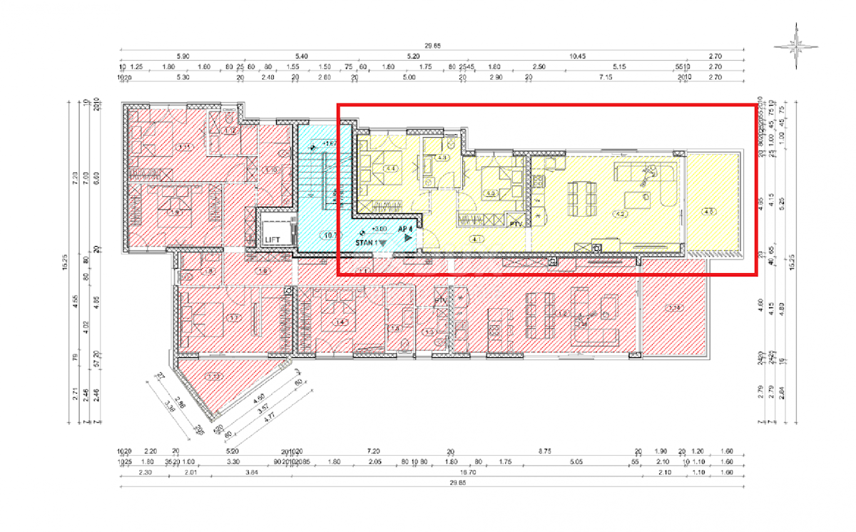 OPATIJA, CENTER - novozgrajeno stanovanje 77,09m2 s panoramskim pogledom na morje - STANOVANJE 4