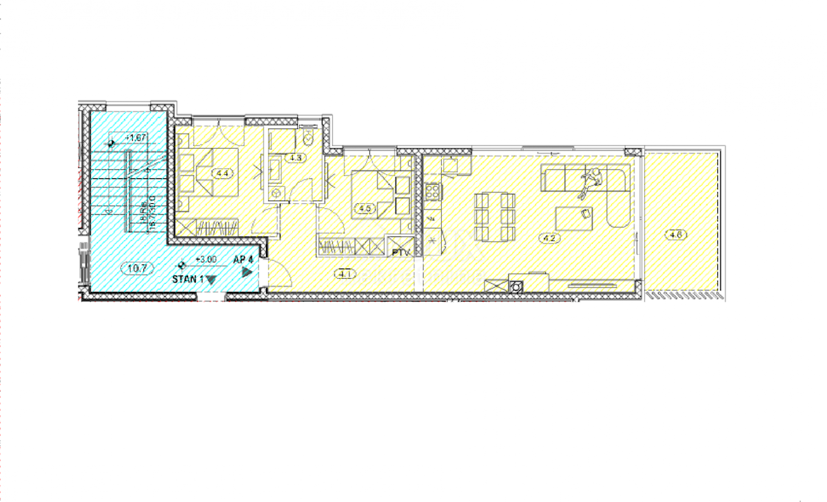 OPATIJA, CENTER - novozgrajeno stanovanje 77,09m2 s panoramskim pogledom na morje - STANOVANJE 4