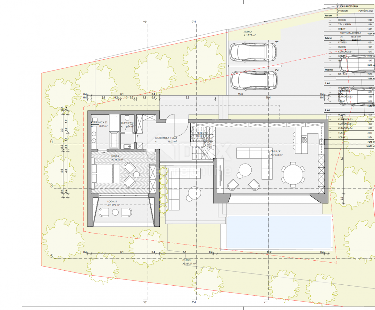 OPATIJA, CENTER - zemljišče 921m2, v centru Opatije z gradbenim dovoljenjem za vilo z bazenom, panoramski pogled na morje