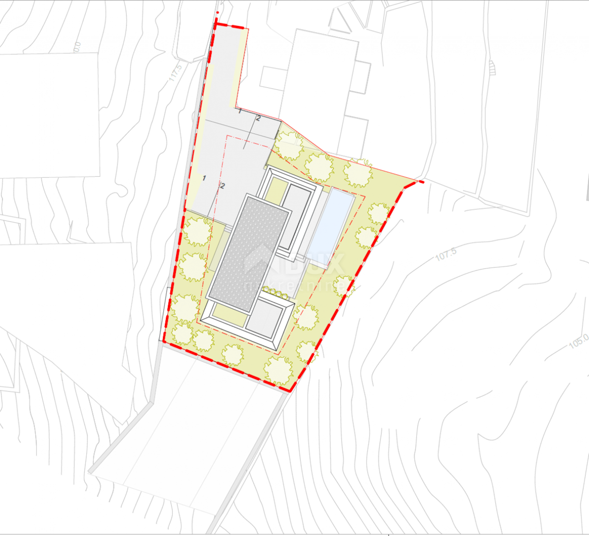 OPATIJA, CENTER - zemljišče 921m2, v centru Opatije z gradbenim dovoljenjem za vilo z bazenom, panoramski pogled na morje