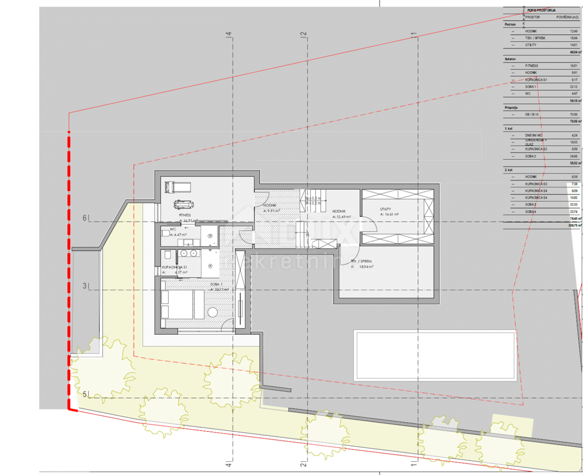 OPATIJA, CENTER - zemljišče 921m2, v centru Opatije z gradbenim dovoljenjem za vilo z bazenom, panoramski pogled na morje