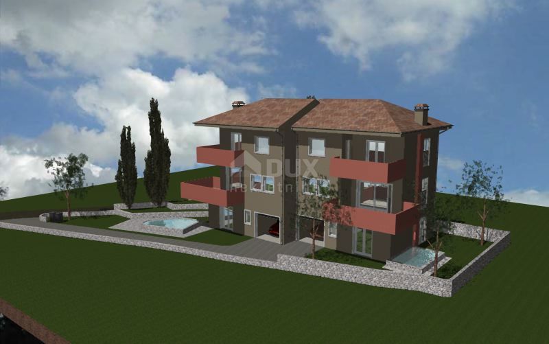 OPATIJA, IČIĆI, POLJANE - gradbeno zemljišče 620m2 Z GRADBENIM DOVOLJENJEM in pogledom na morje