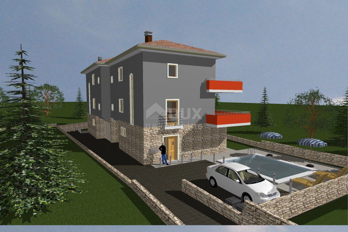 OPATIJA, IČIĆI, POLJANE - gradbeno zemljišče 620m2 Z GRADBENIM DOVOLJENJEM in pogledom na morje