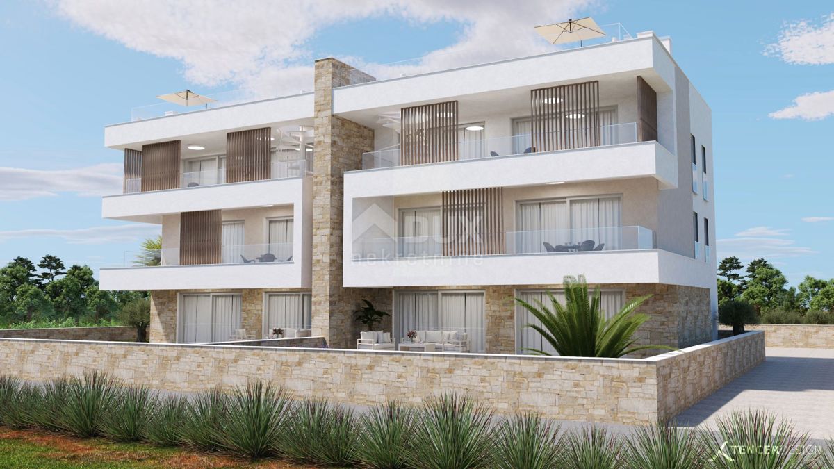 ZADAR, PRIVLAKA - Priložnost! Apartma v novi stavbi 60 metrov od plaže s pogledom na morje! S1