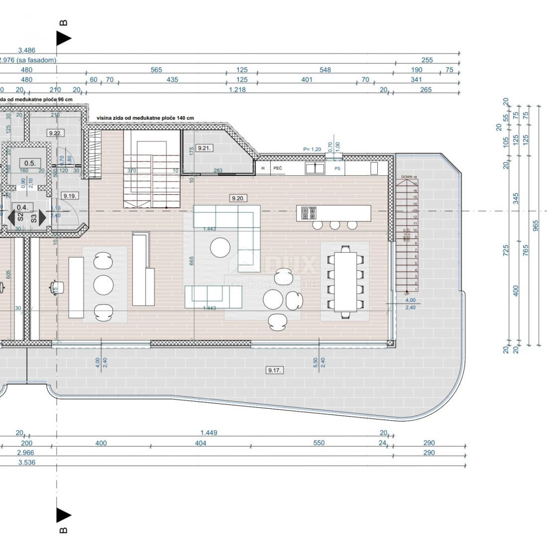 OPATIJA, CENTER - dvoetažni penthouse 4333m2 s panoramskim pogledom na morje in strešno teraso S2