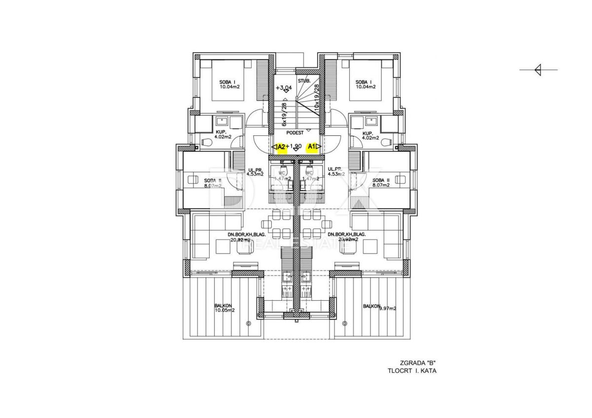 NOVALJA, JAKIŠNICA - Apartma 58m2 v prvem nadstropju s čudovitim pogledom na morje