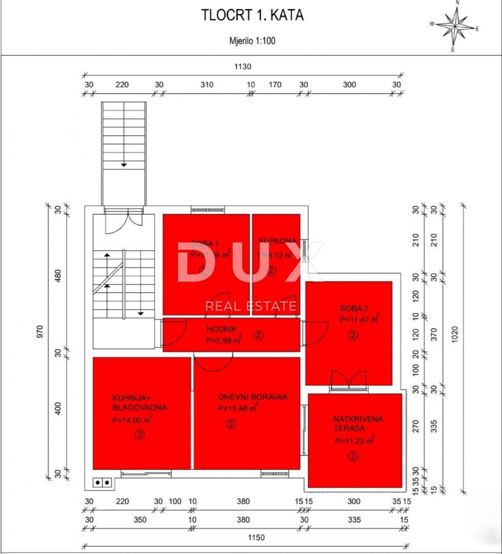 MATULJI, JUŠIĆI, JURDANI - stanovanje v 1. nadstropju 83,16 m2 v novogradnji DB+2S z vrtom 