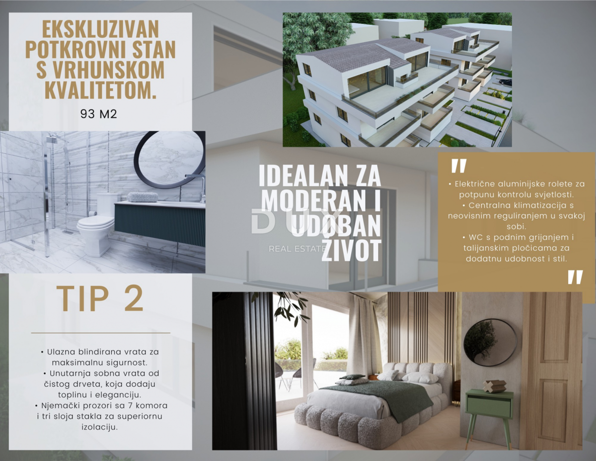 OTOK PAG, PAG - ekskluzivno PENTHOUSE v NOVOGRADNJI + terasa s pogledom na morje! PRILOŽNOST!