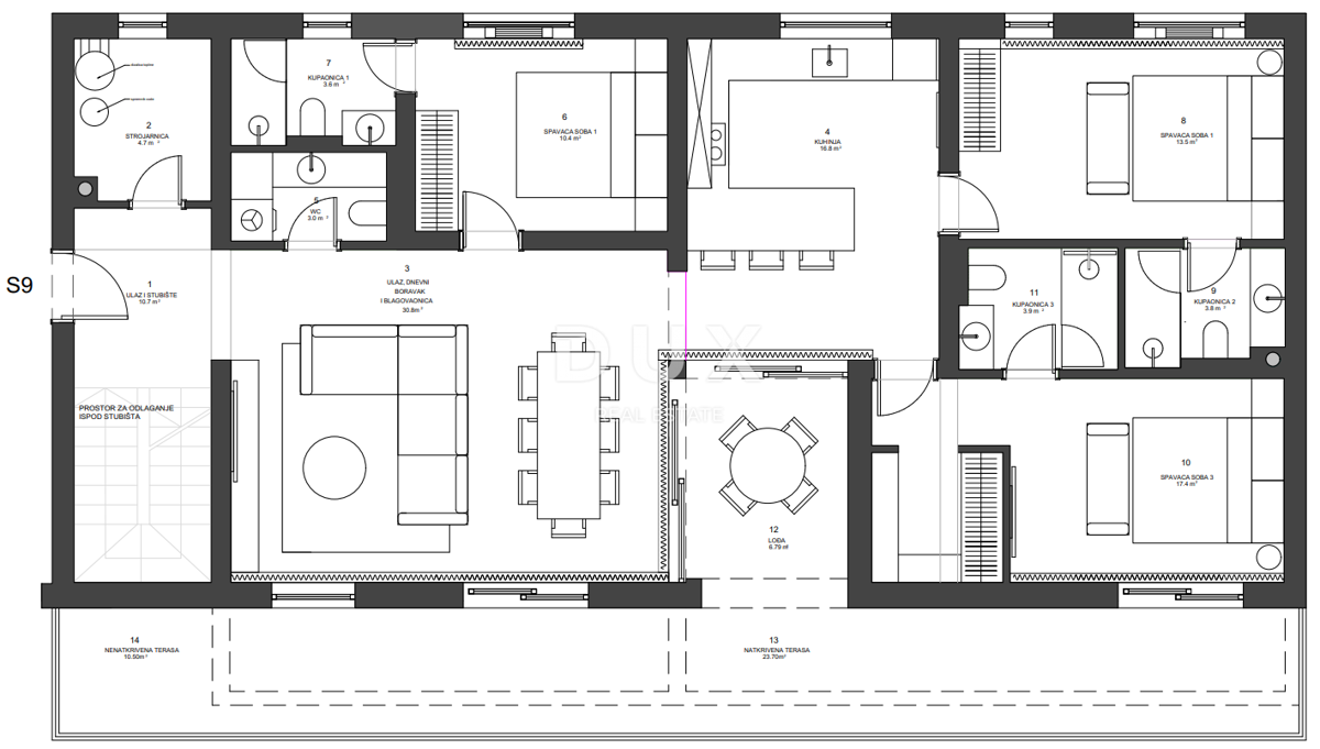 ZADAR, ZATON - Vrhunski penthouse z dvigalom 45 metrov od plaže! A9