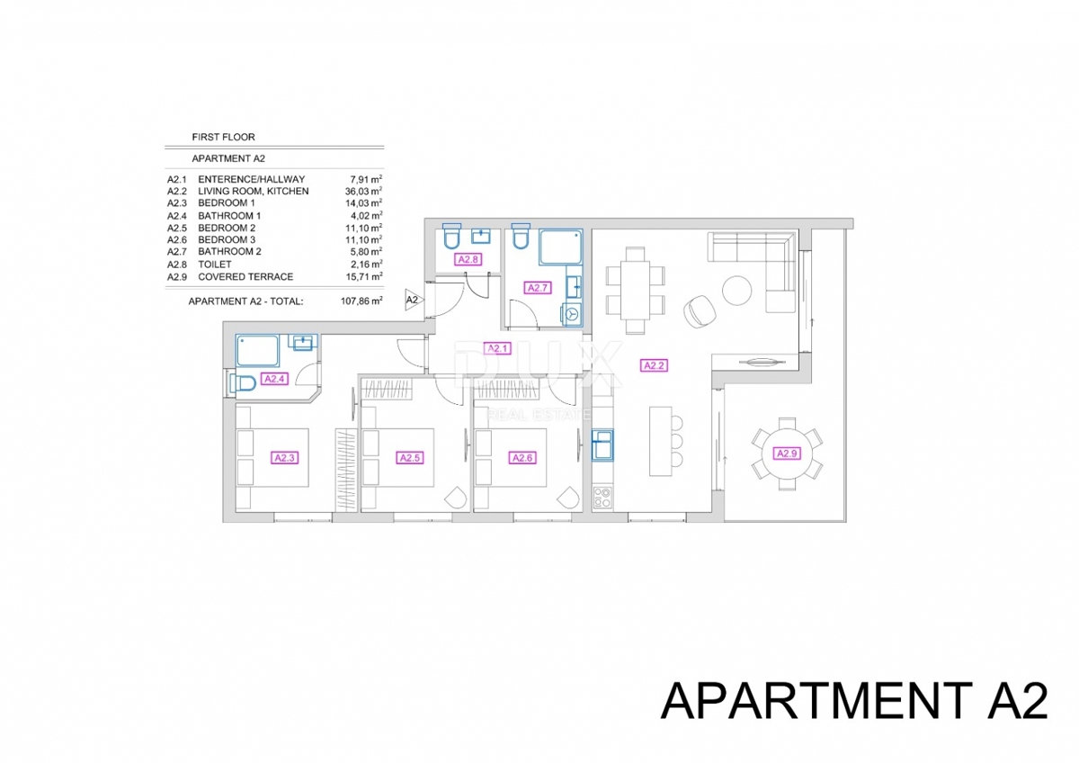 OTOK KRK, VRBNIK - Apartma v 1. nadstropju s teraso