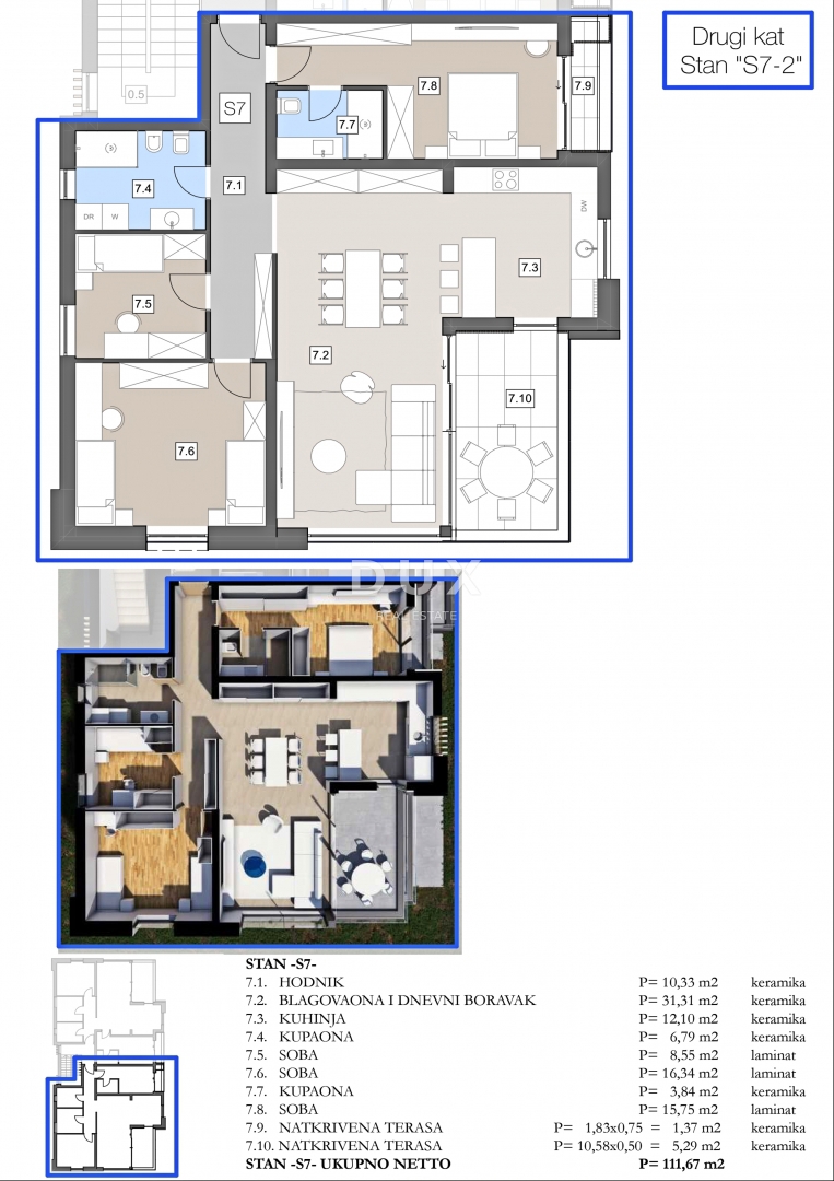 ISTRA, LABIN - Prostorno stanovanje v novogradnji