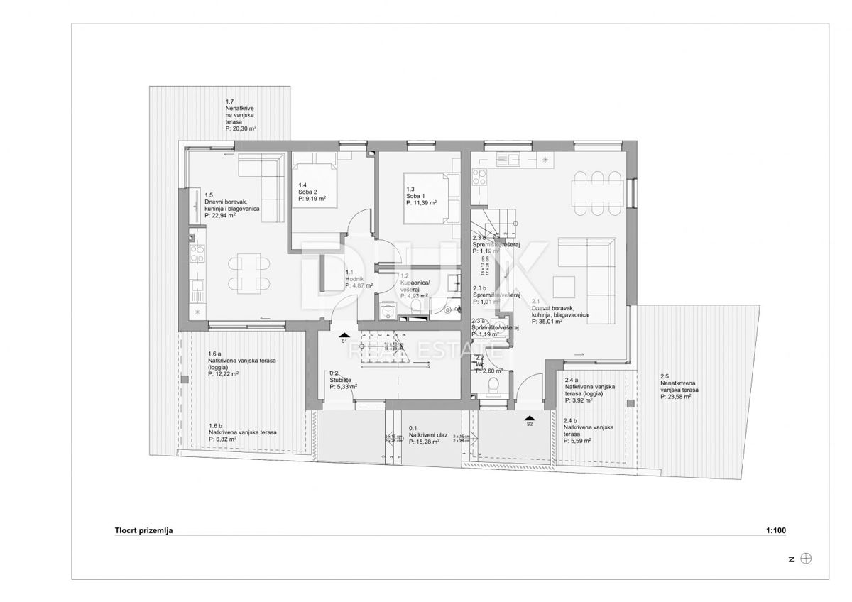 OTOK PAG, POVLJANA – Prostorno dvonadstropno stanovanje z vrtom v novogradnji