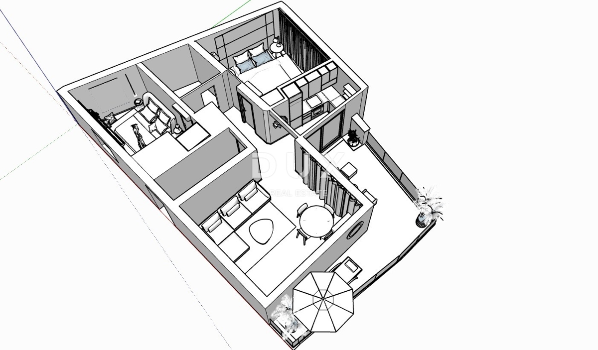 CRIKVENICA - trosobno stanovanje z garažo, 130 m od morja