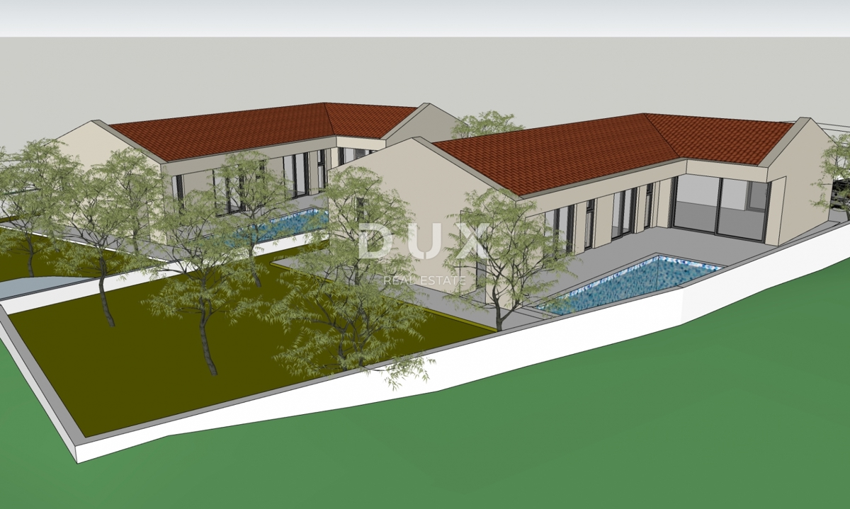 ISTRA, MARČANA - Premium projekt dveh enonadstropnih hiš z bazenom in kmetijskim zemljiščem