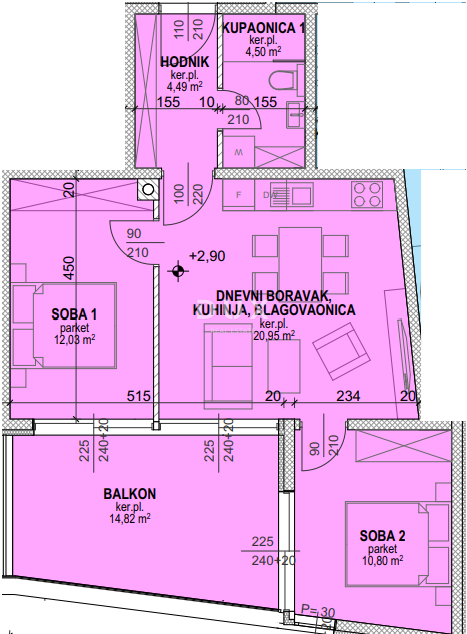 Stanovanje Povljana, 73,40m2