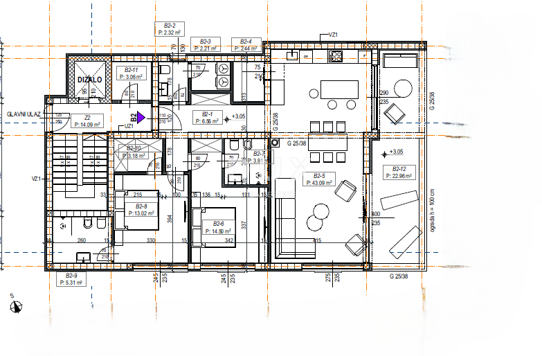 OPATIJA, LOVRAN - stanovanje B2 v luksuzni novogradnji z balkonom, dvigalom, parkiriščem