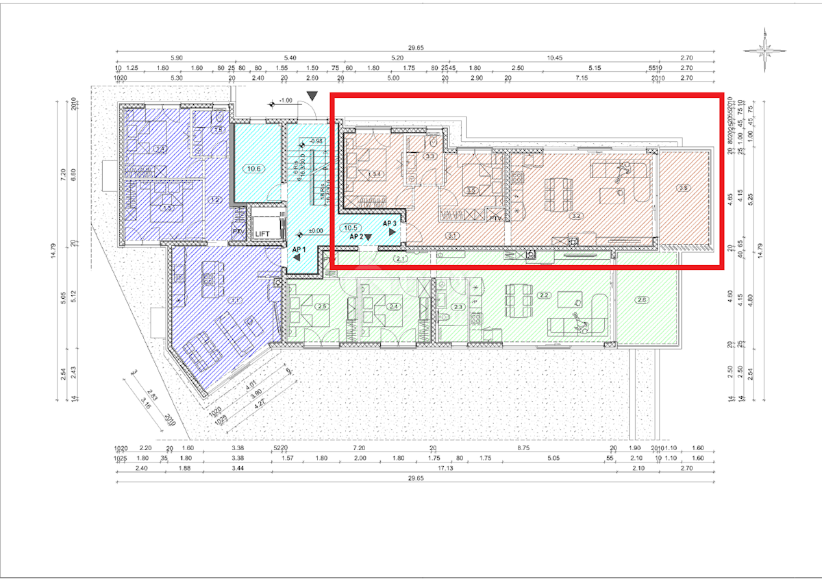 OPATIJA, CENTER - novozgrajeno stanovanje 77,09m2 s panoramskim pogledom na morje - STANOVANJE 3