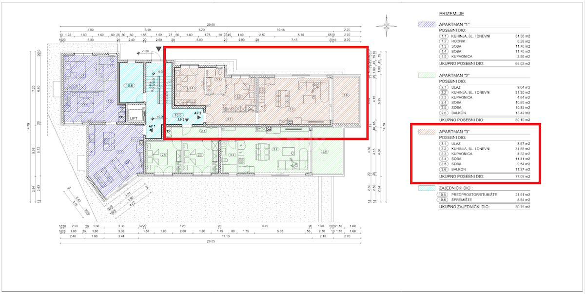 OPATIJA, CENTER - novozgrajeno stanovanje 77,09m2 s panoramskim pogledom na morje - STANOVANJE 3