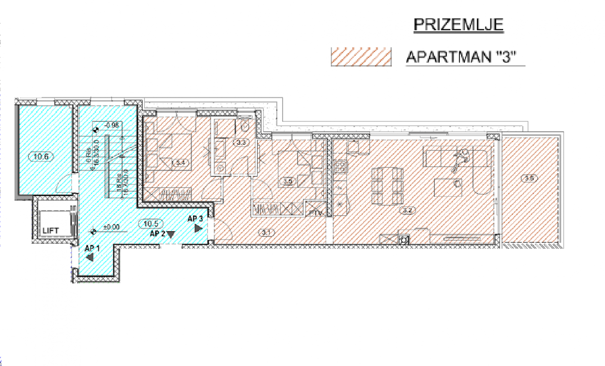 OPATIJA, CENTER - novozgrajeno stanovanje 77,09m2 s panoramskim pogledom na morje - STANOVANJE 3