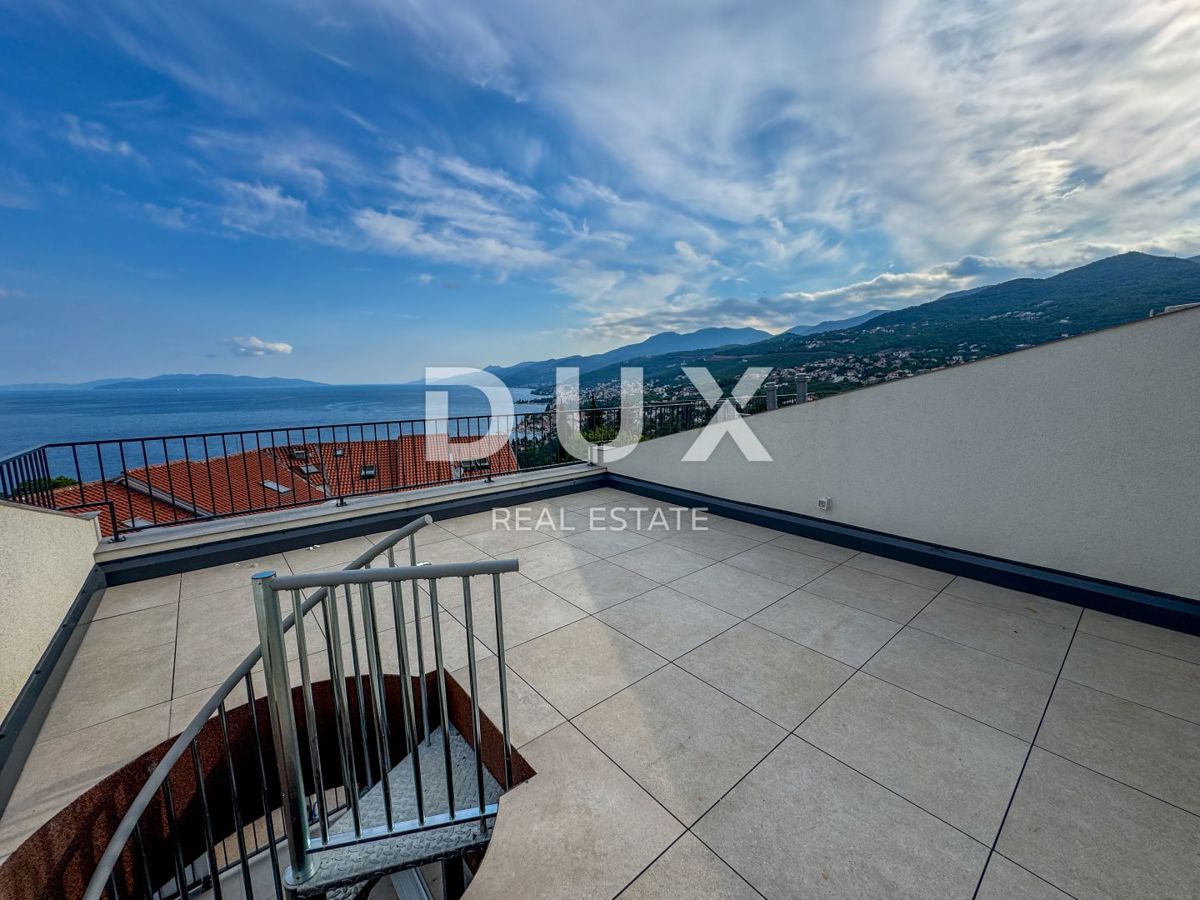 OPATIJA, PAVLOVAC - dvonadstropno stanovanje 145m2 s strešno teraso v novogradnji, blizu Opatije, pogled na morje