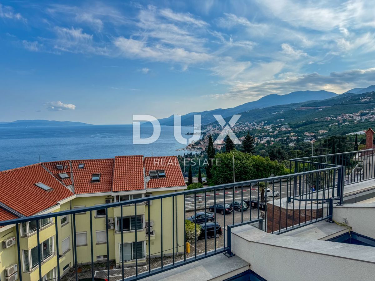 OPATIJA, PAVLOVAC - dvonadstropno stanovanje 145m2 s strešno teraso v novogradnji, blizu Opatije, pogled na morje