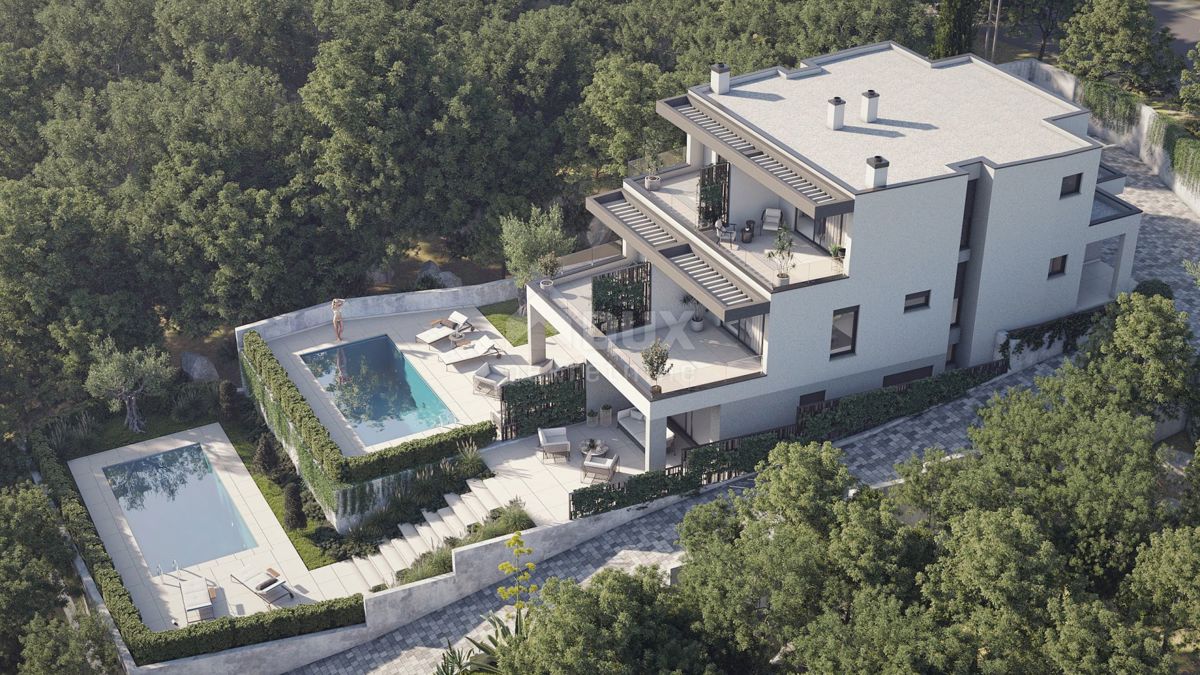 RIJEKA, KOSTRENA - ekskluzivna dupleks vila z bazenom in garažo ter panoramskim pogledom na morje