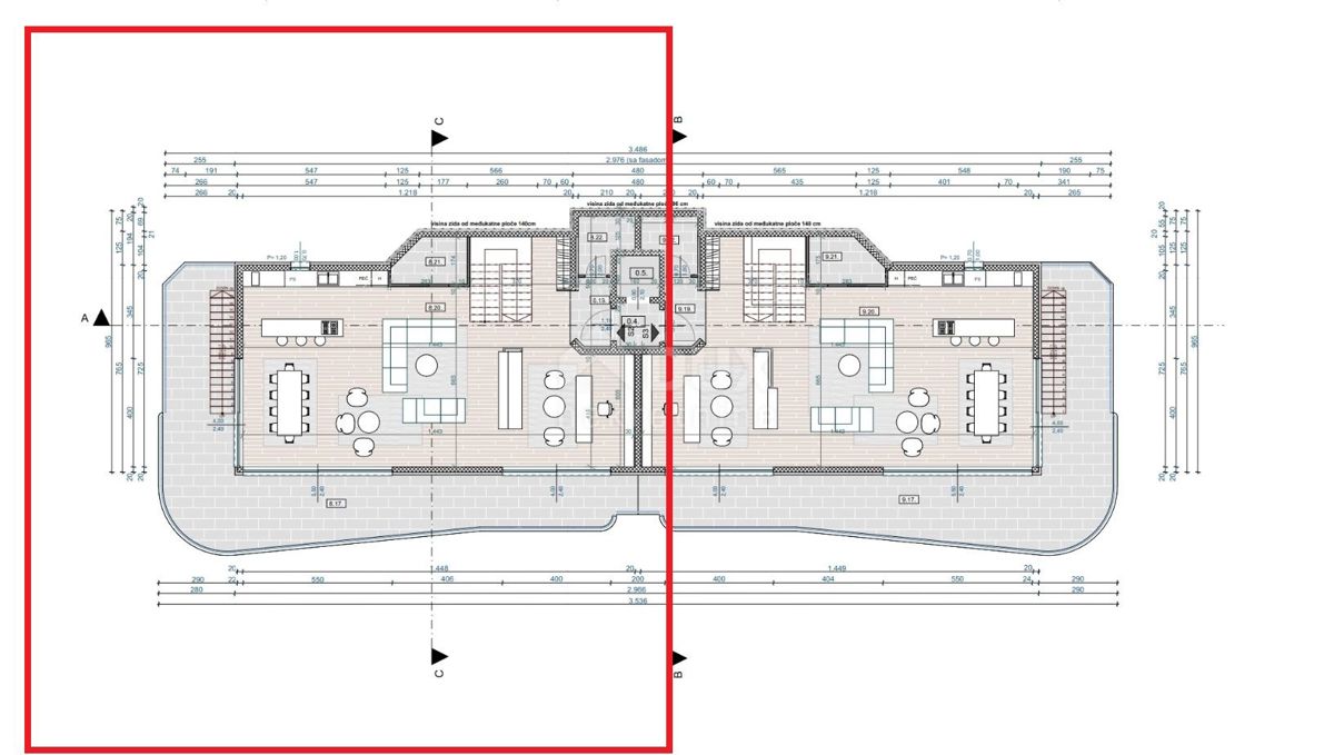 OPATIJA, CENTER - dvoetažni penthouse 543m2 s panoramskim pogledom na morje in strešno teraso S2