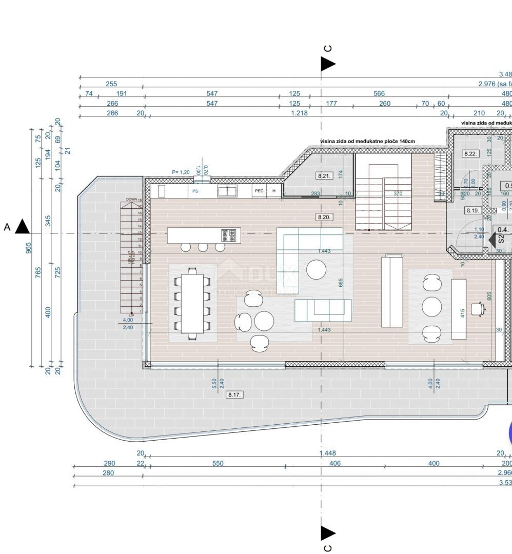 OPATIJA, CENTER - dvoetažni penthouse 543m2 s panoramskim pogledom na morje in strešno teraso S2