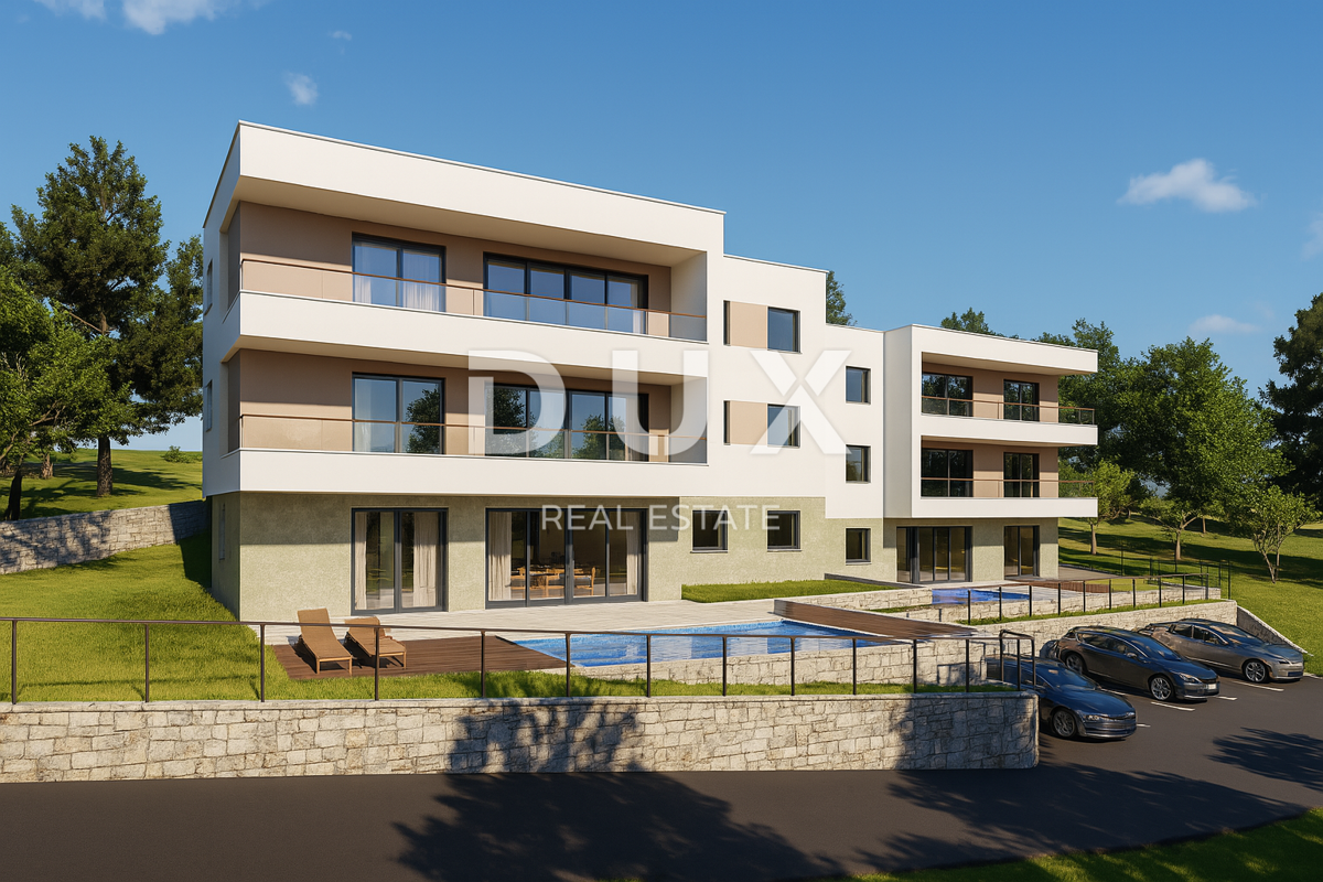 OPATIJA, IKA - stanovanje v novogradnji s teraso in panoramskim pogledom na morje, 260 metrov od plaže