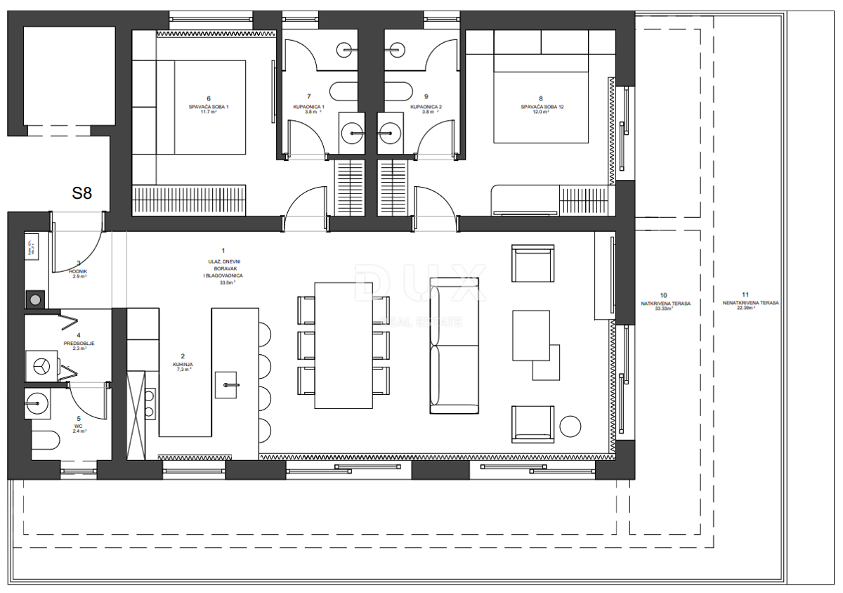 ZADAR, ZATON - Vrhunski penthouse z dvigalom 45 metrov od plaže! A8