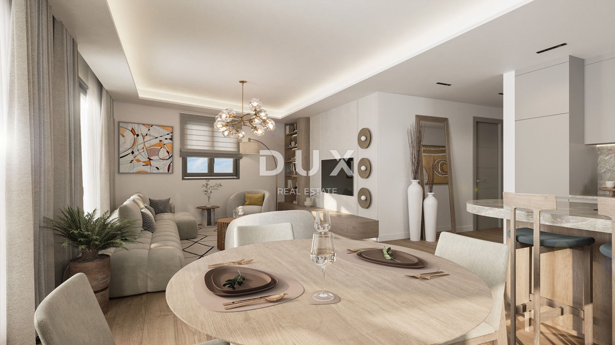 RIJEKA, KANTRIDA - 134 m2 veliko stanovanje v luksuzni novogradnji le 250 metrov od morja z garažo in panoramskim pogledom na morje