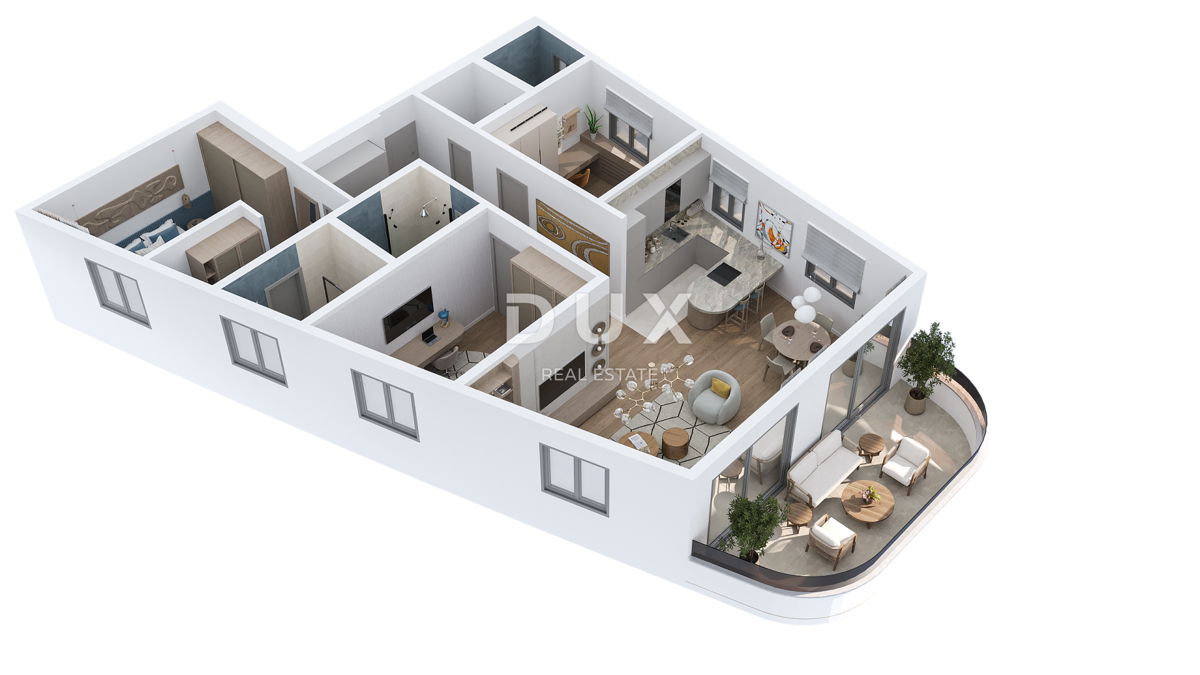 RIJEKA, KANTRIDA - 134 m2 veliko stanovanje v luksuzni novogradnji le 250 metrov od morja z garažo in panoramskim pogledom na morje