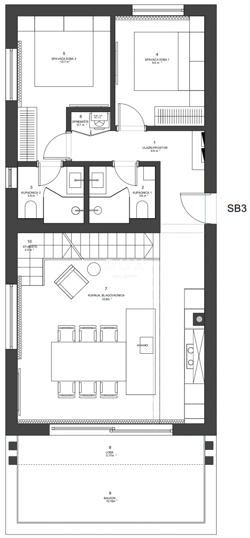 ZADAR, ZATON - Dvoetažni penthouse s čudovitim razgledom 95 metrov od morja! SB3
