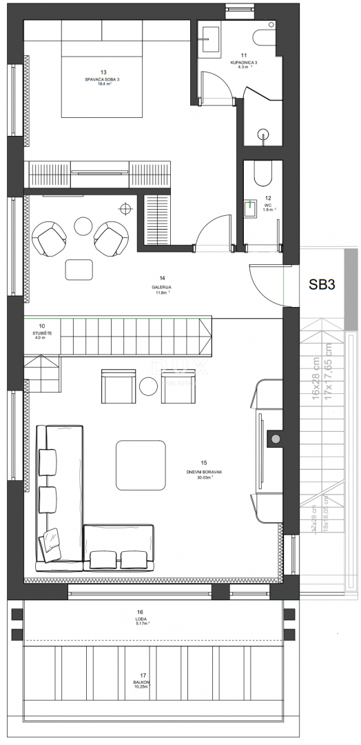 ZADAR, ZATON - Dvoetažni penthouse s čudovitim razgledom 95 metrov od morja! SB3