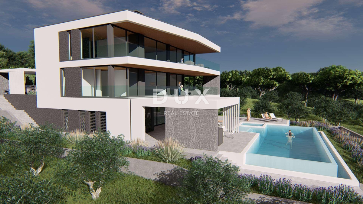 ISTRA, MEDULIN - Gradbeno zemljišče 1. vrsta do morja z izdanim in veljavnim gradbenim dovoljenjem za moderno vilo z bazenom in dvigalom