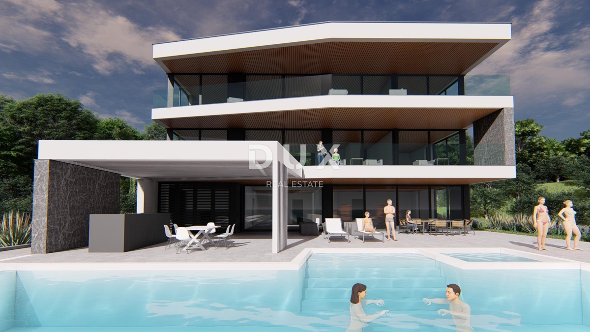 ISTRA, MEDULIN - Gradbeno zemljišče 1. vrsta do morja z izdanim in veljavnim gradbenim dovoljenjem za moderno vilo z bazenom in dvigalom